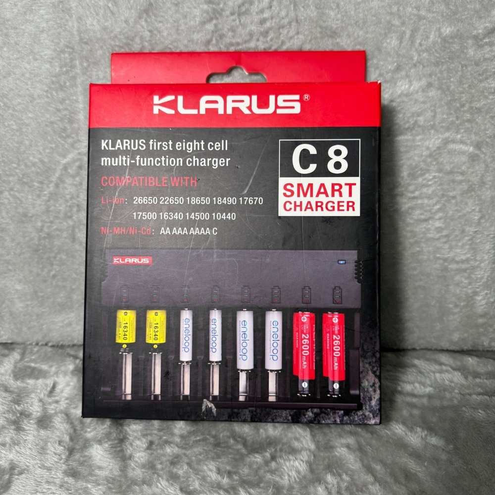Klarus C8 Smart Charger 8-Bay Multi-Function Battery‎ Charger Li-ion & Ni-MH